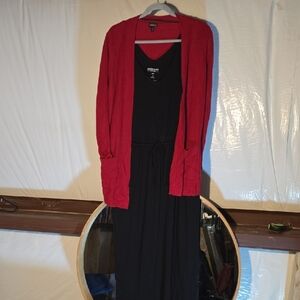 Torrid Red Knit Cardigan with Black Dress Bundle